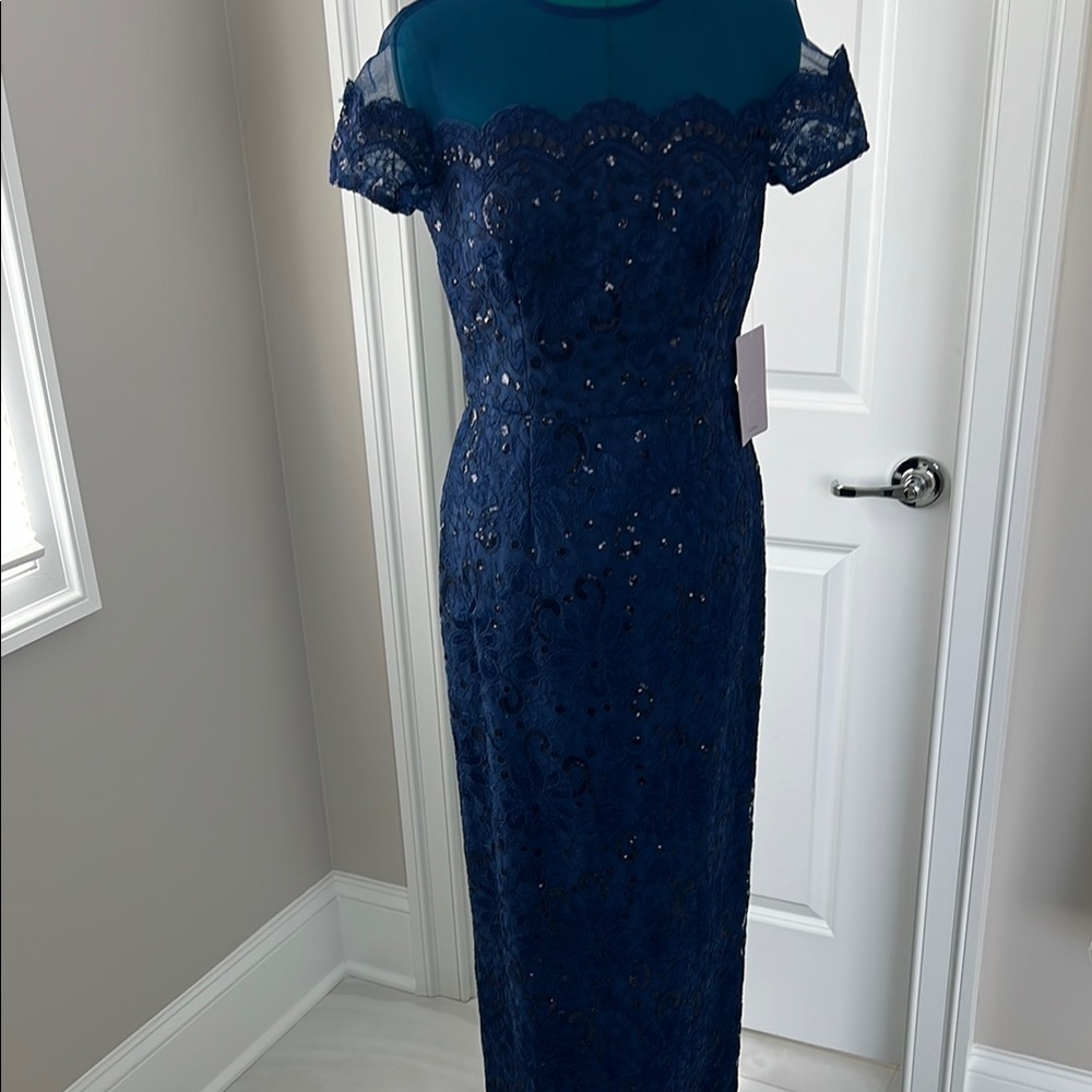 Navy sequin and lace gown size 4